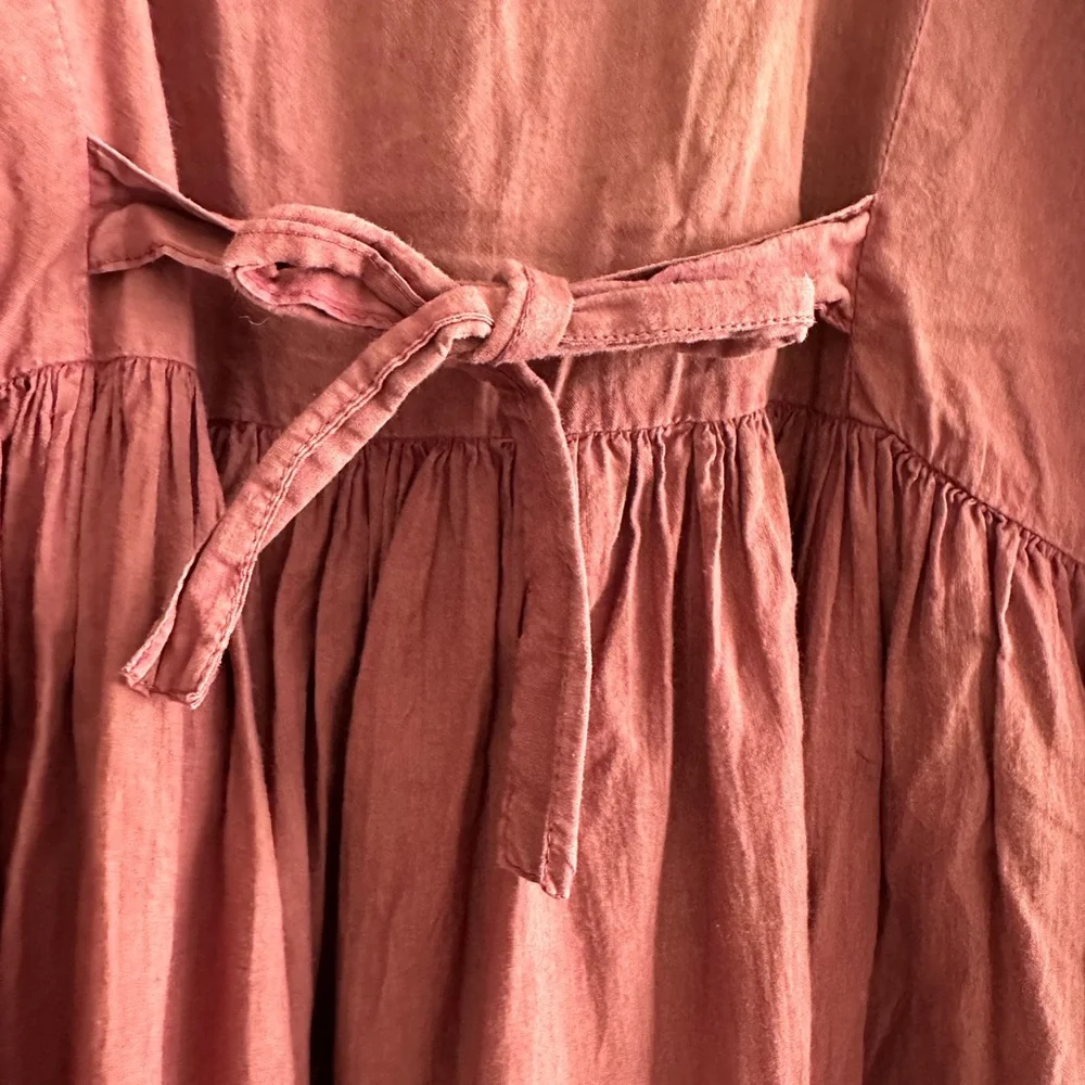 Boho dress embroidered in chest. Sleeveless. Cotton fabric - Picture 7 of 8